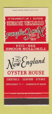 Matchbook Cover - New England Oyster House Lynnfield MA restaurant 30 Stk SAMPLE