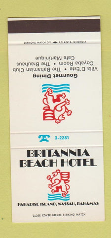 Matchbook Cover - Britannia Beach Hotel Nassau Bahamas 30 Stk SAMPLE