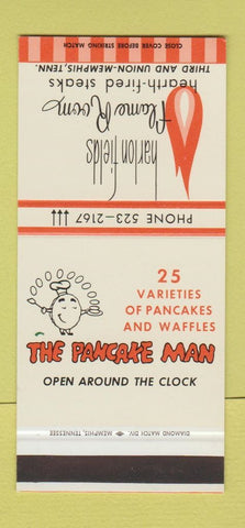 Matchbook Cover - Pancake Man Harlon Fields Memphis TN steak 30 Stk SAMPLE
