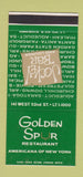 Matchbook Cover - Golden Spur Restaurant Jockey Bar New York City 30 Stk SAMPLE