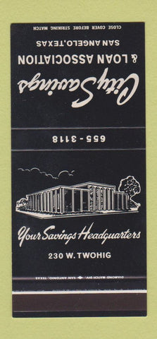 Matchbook Cover - City Savings Loan San Angelo TX 30 Stk SAMPLE