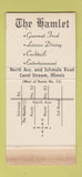 Matchbook Cover - The Hamlet Restaurant Carol Stream IL WEAR 30 Stk SAMPLE