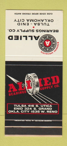 Matchbook Cover - Allied Bearing Tulsa Enid Oklahoma City OK 30 Stk SAMPLE