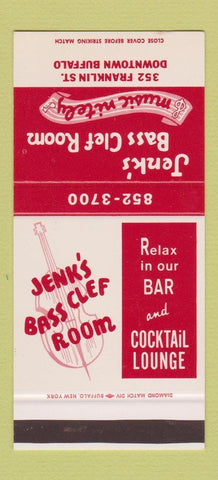 Matchbook Cover - Jenk's Bass Clef Room Buffalo NY  30 Stk SAMPLE
