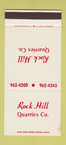 Matchbook Cover - Rock Hill Quarries Company SC 30 Stk SAMPLE