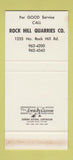 Matchbook Cover - Rock Hill Quarries Company SC 30 Stk SAMPLE