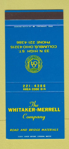Matchbook Cover Whitaker Merrell Road Bridge Materials Columbus OH 30 Stk SAMPLE
