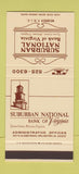 Matchbook Cover - Suburban Natonal Bank McLean VA Arlington 30 Stk SAMPLE