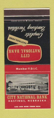 Matchbook Cover - City National Bank Hastings NE WORN 30 Stk SAMPLE
