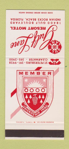 Matchbook Cover - Gulf Lane Resort Motel Indian Rocks Beach FL 30 Stk SAMPLE