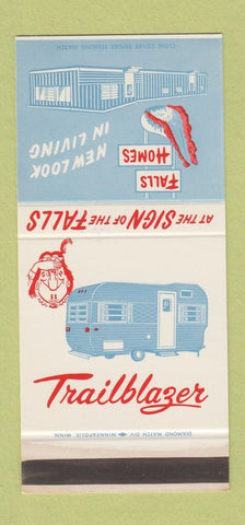 Matchbook Cover - Falls Mobile Homes Indian Fergus Falls MN WEAR 30 Stk SAMPLE