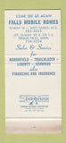 Matchbook Cover - Falls Mobile Homes Indian Fergus Falls MN WEAR 30 Stk SAMPLE