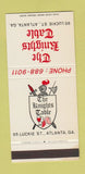 Matchbook Cover - Kngihts Table Atlanta GA restaurant 30 Stk SAMPLE