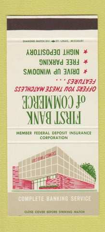 Matchbook Cover - First Bank of Commerce MO? 30 Stk SAMPLE