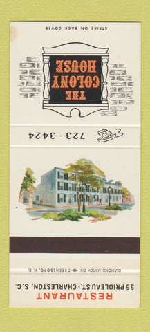 Matchbook Cover - Colony House Restaurant Charleston SC 30 Stk SAMPLE