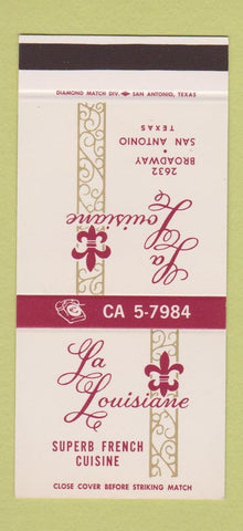 Matchbook Cover - La Louisiane Restaurant San Antonio TX 30 Stk SAMPLE