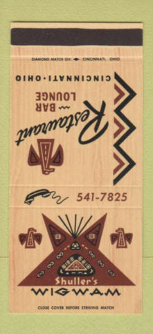 Matchbook Cover - Wigwam Restaurant Cincinnati OH WEAR Shuller's 30 Stk SAMPLE