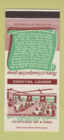 Matchbook Cover - George McGowan's Sky Harbor Lake George NY 30 Stk SAMPLE