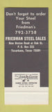 Matchbook Cover - Friedman Steel Texarkana TX pipe 30 Stk SAMPLE