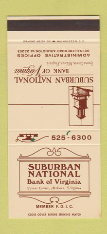 Matchbook Cover Suburban National Bank Arlington VA Tysons Corner 30 Stk SAMPLE