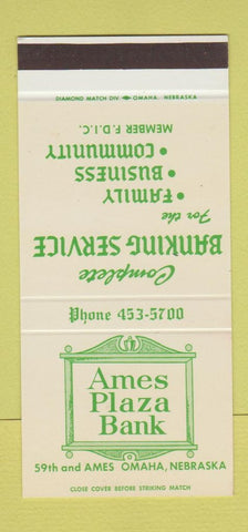 Matchbook Cover - Ames Plaza Bank Omaha NE 30 Stk SAMPLE