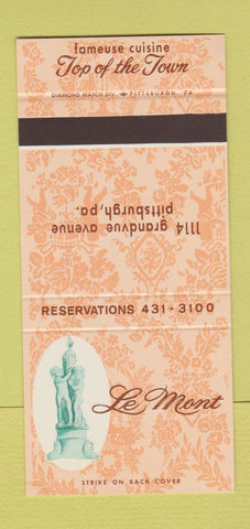 Matchbook Cover - Le Mont Restaurant Top of Town Pittsburgh PA 30 Stk SAMPLE