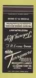 Matchbook Cover - Tarrymore Motel Jackson MS 30 Stk SAMPLE