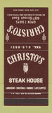 Matchbook Cover - Christo's Steak House New York City 30 Stk SAMPLE