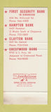 Matchbook Cover - Banks Kirkwood Clayton MO Route 66 WEAR 30 Stk SAMPLE