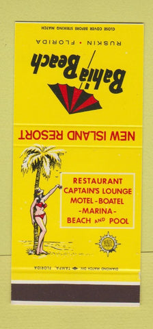 Matchbook Cover - Bahia Beach Ruskin FL girlie 30 Stk SAMPLE