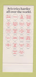 Matchbook Cover Avis Car Rentals Plymouth Wir geben Uns Mehr Muhe 30 Stk SAMPLE