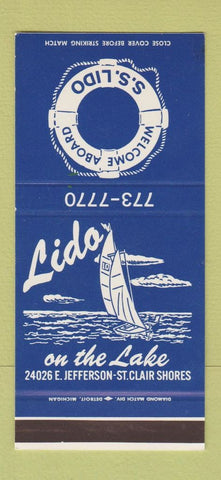 Matchbook Cover - Lido Restaurant St Lair Shores MI 30 Stk SAMPLE