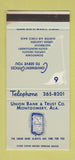 Matchbook Cover - Union Bank & Trust Montgomery AL WEAR 30 Stk SAMPLE