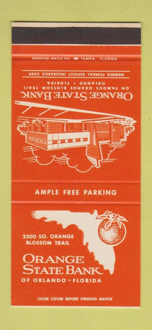Matchbook Cover - Orange State Bank Orlando FL 30 Stk SAMPLE