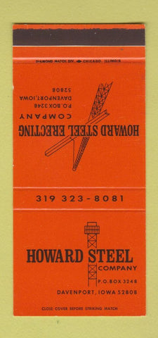 Matchbook Cover - Howard Steel Davenport IA 30 Stk SAMPLE