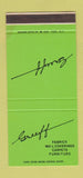 Matchbook Cover - Greeff Fabrics Furniture Wall Coverings NYC 30 Stk SAMPLE