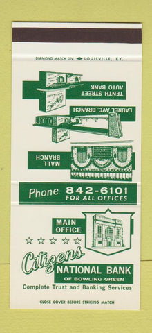 Matchbook Cover - Citizens National Bank Bowling Green KY 30 Stk SAMPLE