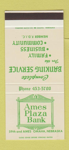 Matchbook Cover - Ames Plaza Bank Omaha NE 30 Stk SAMPLE