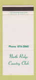 Matchbook Cover - North Ridge Country Club  30 Stk SAMPLE