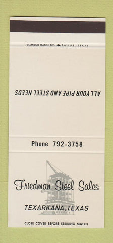 Matchbook Cover - Friedman Steel Sales Texarkana TX  30 Stk SAMPLE