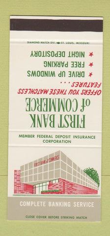 Matchbook Cover - First Bank of Commerce NO TOWN 30 Stk SAMPLE