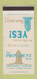 Matchbook Cover - Provident Bank Cincinnati OH 30 Stk SAMPLE
