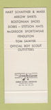 Matchbook Cover - Livingston's Men's Boys Clothes Duluth MN 30 Stk SAMPLE