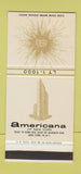 Matchbook Cover - Americana Hotel New York City 30 Stk SAMPLE