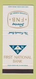 Matchbook Cover - First National Bank Clifton Forge VA 30 Stk SAMPLE