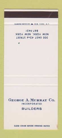 Matchbook Cover - George Murray Inc Builders New York City 30 Stk SAMPLE