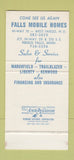 Matchbook Cover - Falls Homes Trailers West Fargo ND 30 Stk SAMPLE