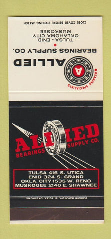 Matchbook Cover - Allied Bearing Tulsa Oklahoma City Enid OK 30 Stk SAMPLE