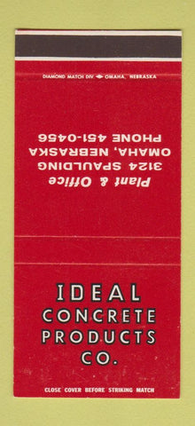 Matchbook Cover - Ideal Concrete Products Omaha NE 30 Stk SAMPLE