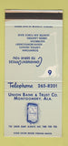 Matchbook Cover - Union Bank Trust Montgomery AL WEAR 30 Stk SAMPLE
